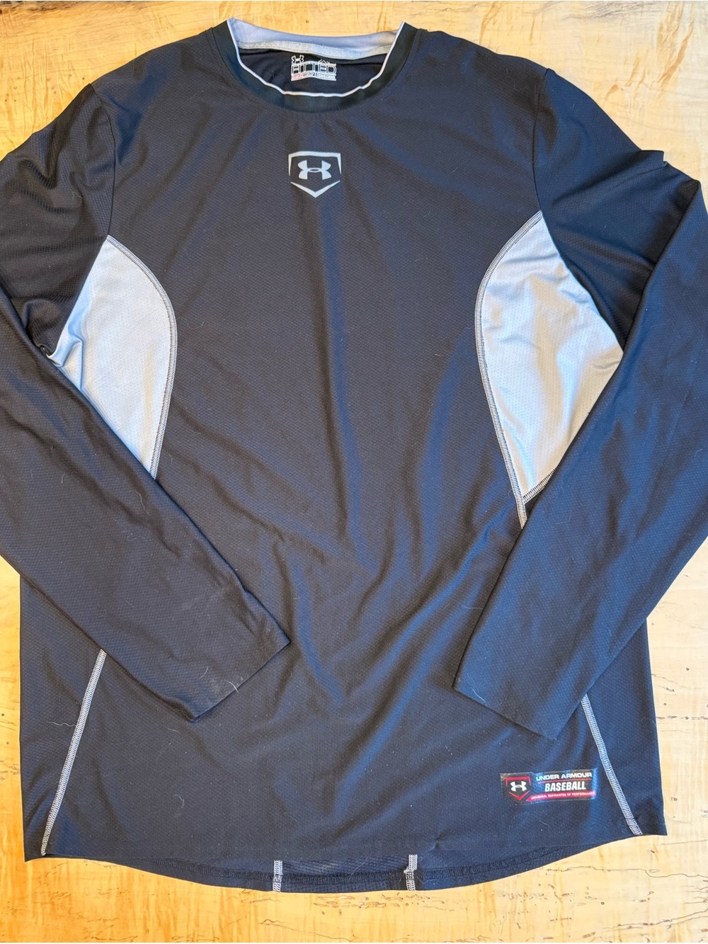 Under Armour Black Performance Long-Sleeve Training Top Gray Panels Baseball XL